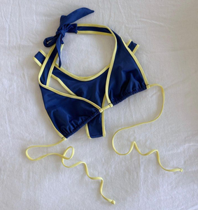 Ensemble de bikinis pour femmes, logo personnalisé, bikini triangle, couleurs contrastées, maillot de bain deux pièces, string, vêtements de plage sexy, style été - Product Image 3