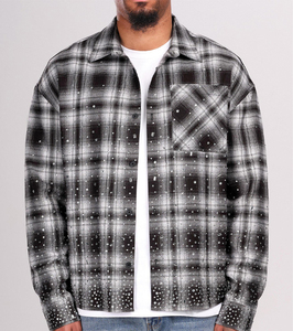 Chemises décontractées en flanelle à carreaux noirs et jaunes pour hommes, coupe classique, manches longues, avec service OEM - Product Image 1