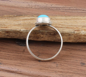 925 Sterling <b>Silver</b> Bezel Setting Turquoise Brilliant Cut Handmade Classic Boho Dainty <b>Solitaire</b> <b>Ring</b> Certified Wedding Party - Product Image 2