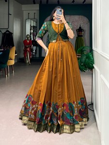 Artisan Kalamkari Chanderi Maxi Dress With Coordinated Open Front <b>Jacket</b> Zari Border Flared Ethnic <b>Womens</b> Occasion Outfit - Product Image 3