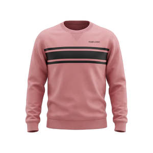 Sweat-shirt à col rond personnalisé à double rayures pour homme - Coupe ample en tissu French Terry lavé - Product Image 3