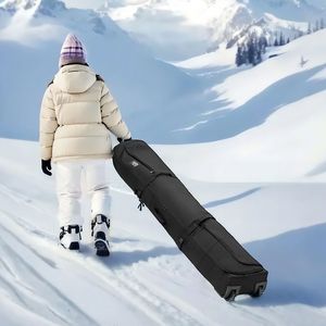 Sac à roulettes pour ski en tissu Oxford imperméable 600D, sac rembourré pour snowboard avec roues pour les voyages en avion jusqu'à 68,9 pouces/175 cm, sangles réglables - Product Image 2