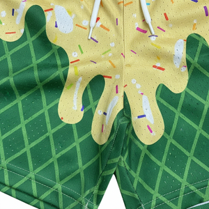 High Quality Custom Wholesale Sublimation Polyester Double <b>Layer</b> Streetwear Men Basketball 5 Inch Custom Mesh Shorts for Men - Product Image 5