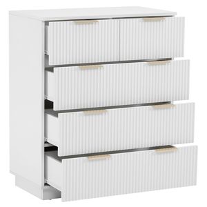 Cassettiera a cinque cassetti bianca in particolato P2 e MDF con frontale a motivo ondulato 72x4194cm - Product Image 4