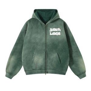 Sudadera con capucha extragrande para hombre, de moda, color liso, de algodón polar, con cremallera, informal, para otoño, de ajuste regular, de punto, de manga larga - Product Image 4