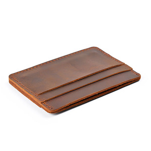 Leather <b>Card</b> <b>Holder</b> Wallet for Men Genuine Leather Crazy Horse High-Quality <b>Slim</b> custom Vintage Style Custom Logo Wholesale 2026 - Product Image 1