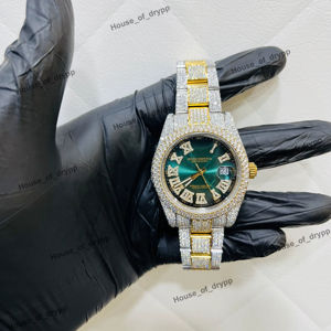 นาฬิกาข้อมือสแตนเลสสตีลหน้าปัดสีเขียว ประดับเพชร VVS Lab Grown แบบ Iced Out สไตล์ฮิปฮอป ฝังเพชรเต็มเรือน ดีไซน์หรูหรา เหมาะสำหรับงานปาร์ตี้ - Product Image 1