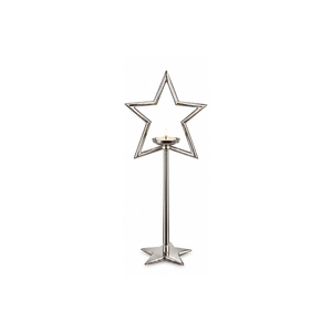 Portavelas Navideño de Acero Inoxidable al por Mayor, Soporte Alto de Metal Plateado con Forma de Estrella para Centro de Mesa y Decoración del Hogar/Bodas - Product Image 1