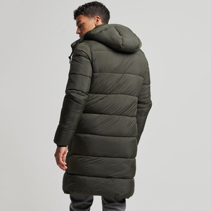 <b>Men's</b> Long Quilted Down Coat With Fur <b>Hood</b> Zipper Closure Casual Winter Outerwear Thick Padded <b>Puffer</b> Long <b>Jacket</b> <b>Men</b> - Product Image 3