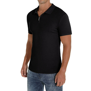 Vêtements de golf haut de gamme, pantoufles décontractées à manches courtes, logo personnalisé, streetwear, polos pour hommes en polyester/coton à demi-zip blanc - Product Image 1