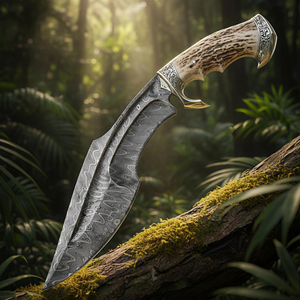 Cuchillo de Caza y Camping de Damasco Soldado con Patrón Personalizado, Grado Industrial, Hecho a Mano, Hoja Fija, Utilidad para Exteriores, para Coleccionistas - Product Image 2