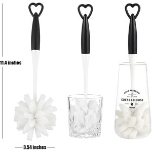 Confezione da 3 spazzole per la pulizia di bottiglie e piatti in vetro con manico per la pulizia con spugna - Product Image 5