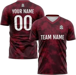 Camiseta de Fútbol Personalizada para Hombre, Cuello en V, Manga Corta, Impresión Sublimada, Camuflaje Rojo, 100% Poliéster, Absorbe la Humedad, Corte Atlético - Product Image 6