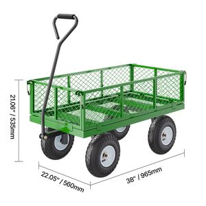 Carrello da Giardino in Acciaio Resistente da 400 kg, Carro Utilitario in Metallo Trainabile per Esterni con Pneumatici da 10 Pollici per Lavori in Giardino e Campeggio - Product Image 3