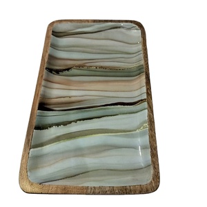 ถาดไม้สำหรับเสิร์ฟพร้อมเสิร์ฟขนาด35X21ซม. ถาดไม้ทำมือสำหรับร้านอาหารดีไซน์ Meena - Product Image 1