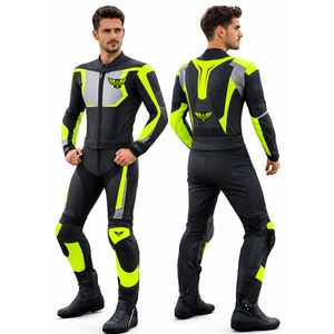 Combinaison de course moto néon personnalisée 2026 pour hommes, haute visibilité, en cuir, avec protections CE, pour piste - Product Image 1