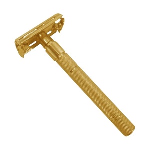 Maquinilla de Afeitar de Doble Filo Profesional de Acero Inoxidable Chapada en Oro para Hombres, para Afeitado en Húmedo y Cuidado Facial Confortable - Product Image 1