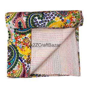 Juego de Edredón Kantha de Algodón Orgánico Hecho a Mano, Reversible, Ecológico, Estilo Vintage, para Todas las Estaciones, Color Personalizado, Edredón para Hotel y Hogar - Product Image 1
