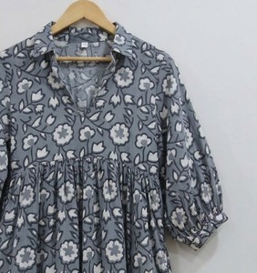 Robe Bohème Midi en Coton Écologique pour Femme, à Manches Bouffantes Florales, Coupe Évasée, Tenue Formelle – Fournisseur Indien en Gros - Product Image 6