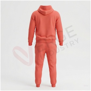 Ensemble de survêtement corail pour homme, manches longues, à capuche, avec cordon de serrage, couleur unie, respirant, coupe décontractée, pour l'automne - Product Image 2