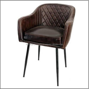 2025 <b>Dining</b> <b>chair</b> Brown <b>Cushion</b> Armchair with Armrest & Backrest Upholstered Seat with Black Metal Legs for Kitchen Living Room - Product Image 4