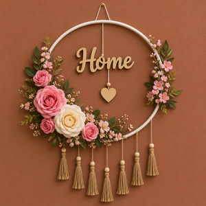 Atrapasueños redondo de pared y decoración artesanal elaborado con un anillo circular de hierro resistente para interiores bohemios y adornos de pared. - Product Image 5