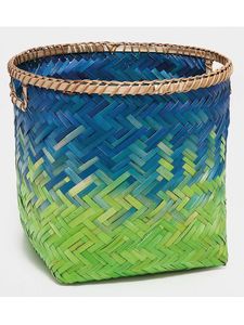 Cesta de bambú multiusos con patrón geométrico, azul, morado, blanco, contenedor de alimentos, cesta tejida para frutas y verduras, caja de almacenamiento - Product Image 4