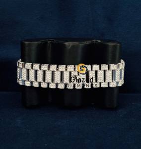 Nuevo Reloj de Lujo Estilo Hip Hop con Esfera Azul Oscuro, Números Romanos, Acero Inoxidable, Diamantes Moissanite de Corte Brillante y Redondo - Product Image 2