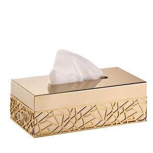 Caja de pañuelos de diseño elegante, forma rectangular, acabado en oro metálico, para encimera de baño, decoración de mesa para el hogar y la oficina. - Product Image 1