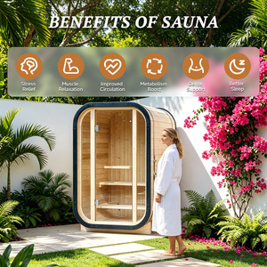 Sauna Vertical Exterior Integrada con WiFi Avanzado, Certificación ETL, Madera Termotratada Roja, para <span class=keywords><strong>Villas</strong></span> Australianas, Pabellón de Bienestar - Product Image 2