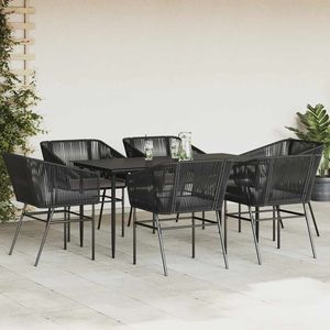 Ensemble de salle à manger de jardin en rotin noir 6 places, structure métallique, résistant aux intempéries, mobilier d'extérieur au design contemporain - Product Image 3