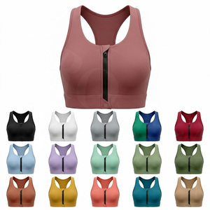 Plus Size Customized Style Front Zip Sports <b>Bra</b> for Women Push Up Workout Yoga Fitness Running Breathable Stretch Support <b>Bra</b> - Product Image 1