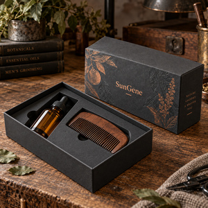 Caja rígida de cartón SunGene Lift Off Lid para set de cuidado de barba en grafito y cobre - Product Image 2