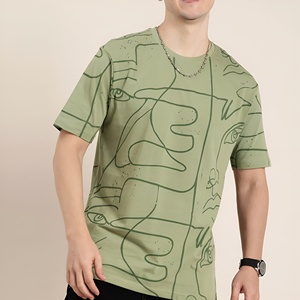 T-shirt pour homme à imprimé graphique surdimensionné, coton premium, décontracté, manches courtes, col rond, streetwear, doux, respirant, léger - Product Image 1