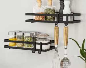 <b>Wall</b> <b>Mounted</b> Magnetic Spice Rack Wire Basket with Paper Towel Holder Seasoning Bottle Organizer Storage <b>Shelf</b> for Kitchen - Product Image 5