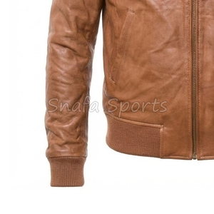 OEM Factory Wholesale New Arrival Leather <b>Jacket</b> Custom Logo Embossed Leather <b>Jackets</b> Zipper up <b>Men's</b> <b>Jacket</b> - Product Image 4