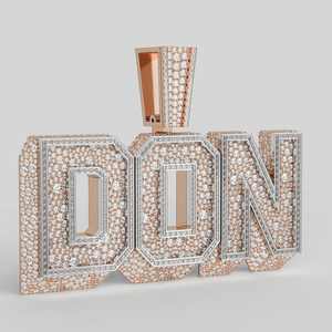 Colgante vertical con nombre de 3 letras, hecho a medida, con corte redondo tipo baguette, engaste de mosaico, chapado en oro rosa y moissanita. - Product Image 5