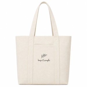 กระเป๋าผ้าแคนวาส Keep It Simple ขนาด 40x36x12 ซม. สีธรรมชาติ มีช่องซิปด้านหน้า สไตล์มินิมอล พร้อมสำหรับการเดินทาง ใช้ได้ทุกฤดูกาล - Product Image 1