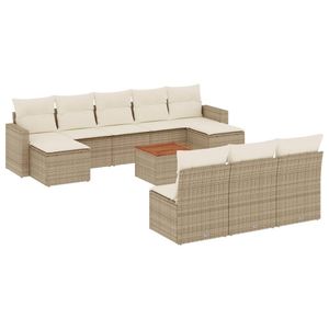 Juego de 11 Sofás de Jardín de Ratán PE Beige con Patas Ajustables Grandes - Product Image 2