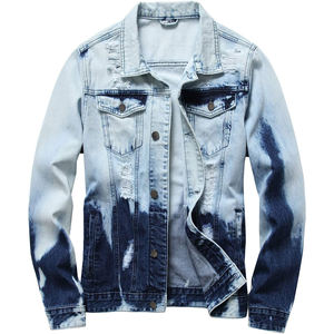 High resolution custom double <b>colour</b> wash Denim Jacket for Winter Durable Casual Hip-Length Coat Distressed Street Fit - Product Image 1