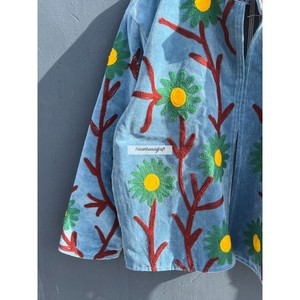 Sky Blue Velvet Jacket <b>Coat</b> Hand <b>Stitch</b> Cotton Lining Boho Chic Jacket Unisex Party Wear Jacket Uzbek Embroidery Jacket - Product Image 3