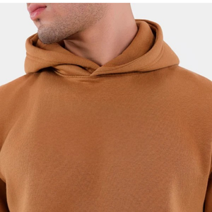 Sweat-shirt à capuche oversize marron personnalisé avec logo pour homme, en molleton épais, coupe décontractée, style streetwear, vente en gros - Product Image 4
