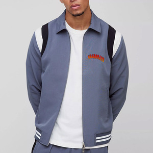 Veste universitaire personnalisée pour homme, blanc, marine, gris, broderie sur le devant, style décontracté, col rabattu, coupe régulière, coupe-vent d'hiver - Product Image 1