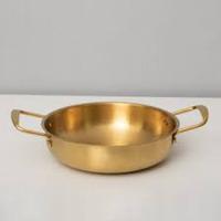 Casserole en cuivre de qualité supérieure, poignées doubles, portable, capacité 1-2L, design minimaliste, sans revêtement intérieur, compatible gaz et induction