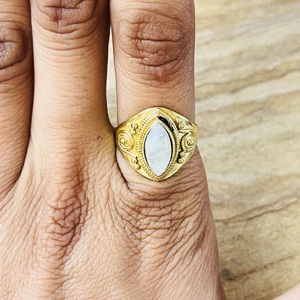 Market Favorite Top Choice Brass <b>Ring</b> Moonstone 18k Gold Plated <b>Statement</b> <b>Ring</b> Vintage Tribal Style Spiral Wholesale Womens <b>Ring</b> - Product Image 6