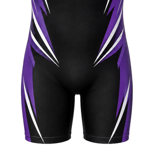 Combinaison de lutte sublimée noire et violette pour hommes, imprimé numérique, polyester, tenue de lutte, vêtements de sport performants - Product Image 6