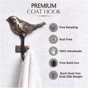 Ganchos Decorativos de Pared con Forma de Pájaro para Colgar Ropa de Niños, Llaves, Perchero de Hierro Antiguo Vintage, Elegante Soporte de Pared para Llaves - Product Image 5