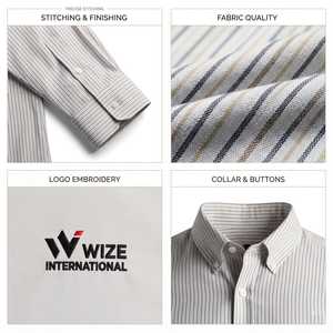 WIZE INTERNATIONAL <b>Men's</b> <b>Striped</b> Dress <b>Shirt</b> <b>Long</b> <b>Sleeve</b> Button Down Collar Cotton Poplin Smart Casual Spring Wear - Product Image 4