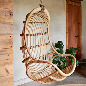 Double <b>seat</b> swing chairs for outdoor relaxation top quality natural cane rattan <b>hanging</b> pod chair - Product Image 5