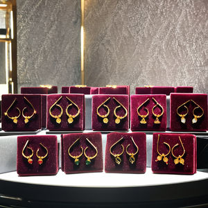 Pendientes de Aro de Oro Amarillo Sólido de 22K, Diseño Tradicional Indio de Bali, Joyería Fina Ligera para Mujer, Bajos Costos de Fabricación - Product Image 3